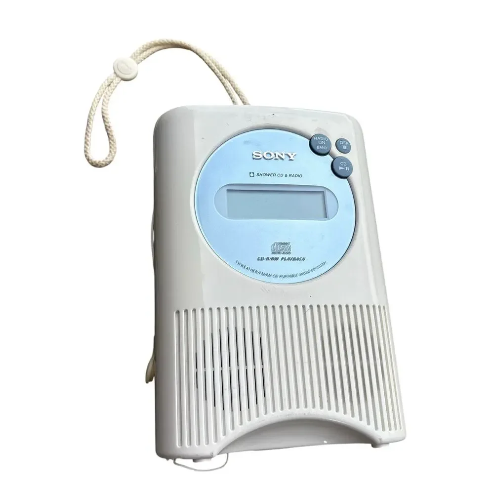 Sony ICF-CD73V Vintage Water Resistant Shower CD Player Clock FM Weather Radio